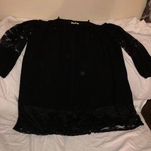 Black dress, off shoulder long sleeve